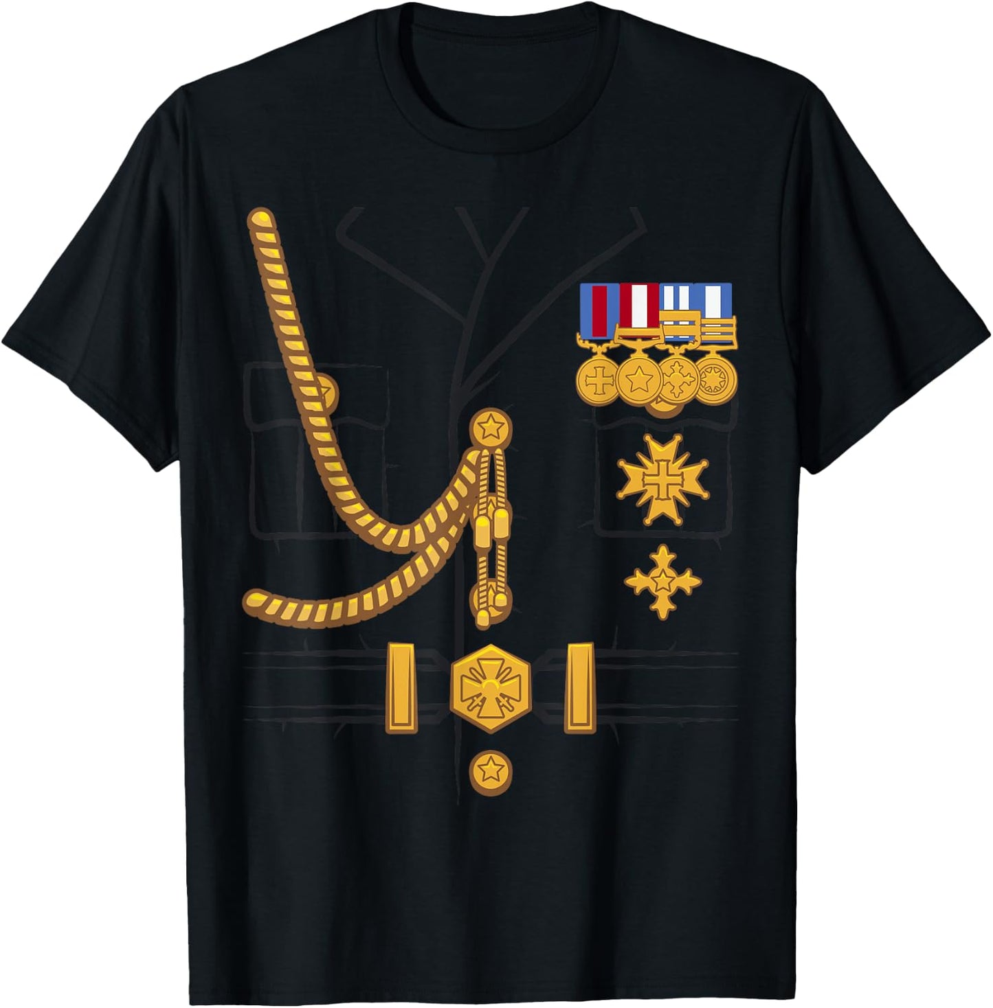 Military Dictator General Officer Uniform Halloween Costume , gray T-Shirt - T-Shirt | Black