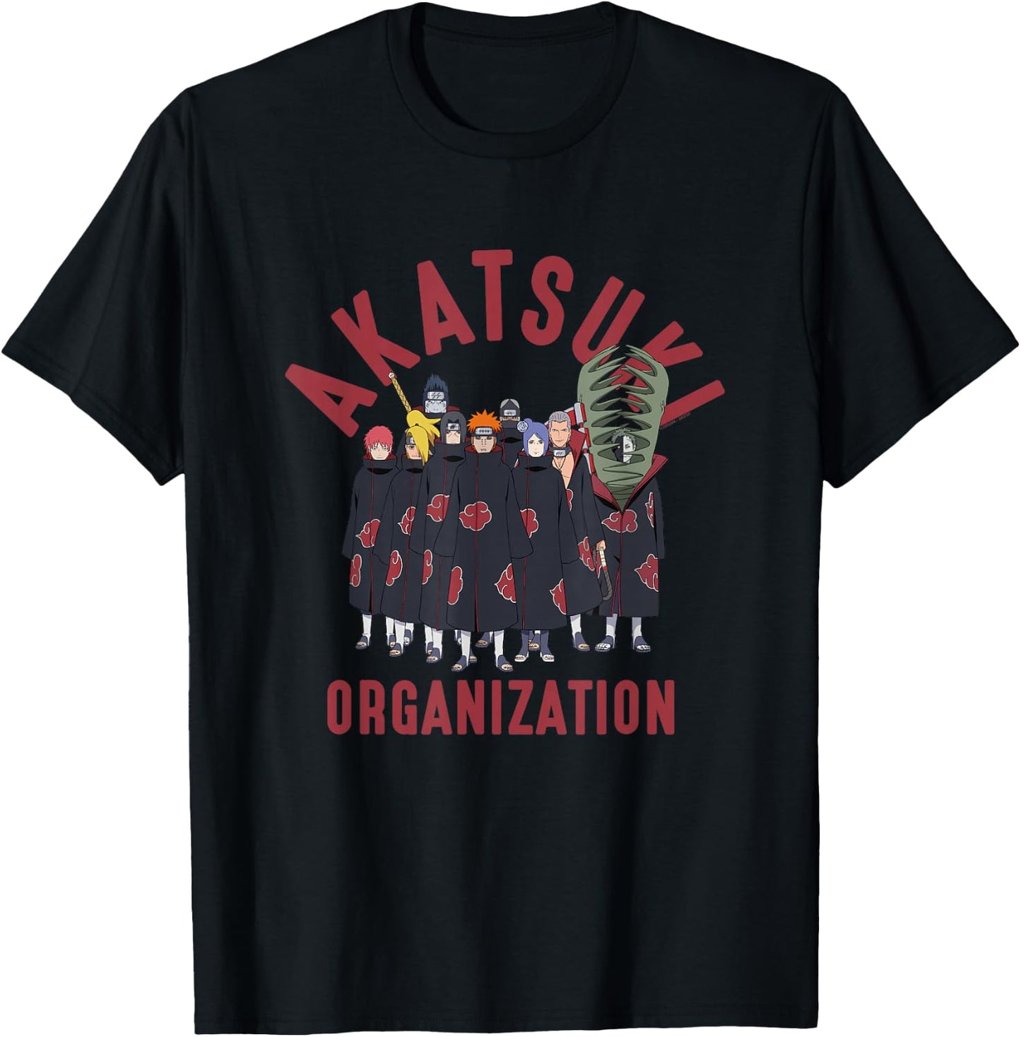 Naruto Shippuden Akatsuki Organization Anime T-Shirt - T-Shirt | Black
