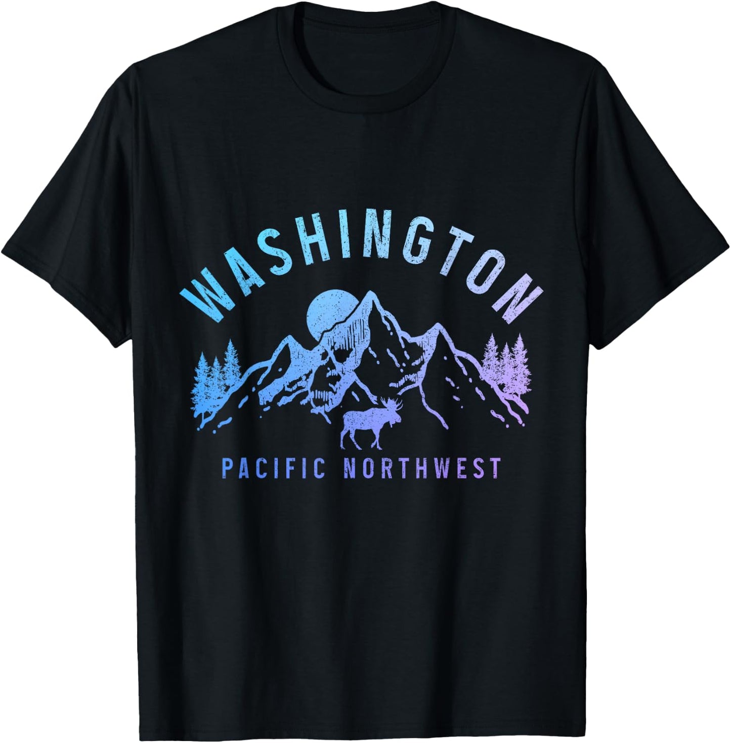 Washington Moose Hiking Nature PNW T-Shirt - T-Shirt | Black