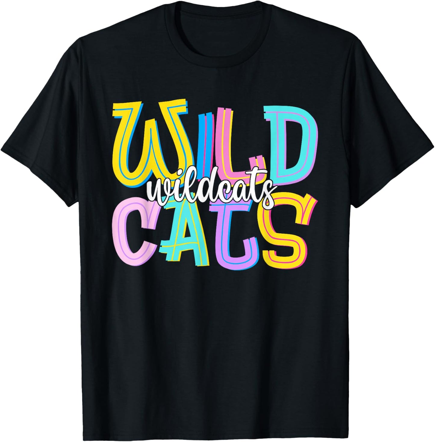 Wildcats School Spirit Groovy Back to School Girls T-Shirt - T-Shirt | Black