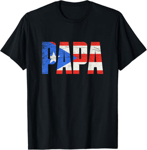 Puerto Rico Papa, Puerto Rican Flag T-Shirt - T-Shirt | Black
