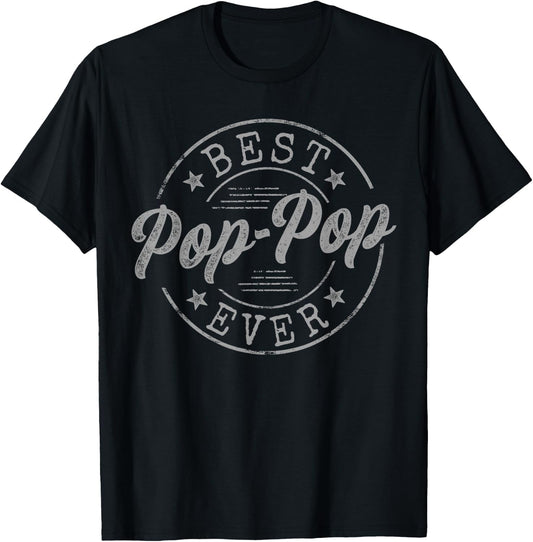 Best Pop-Pop Ever Bold Vintage Badge T-Shirt - T-Shirt | Black