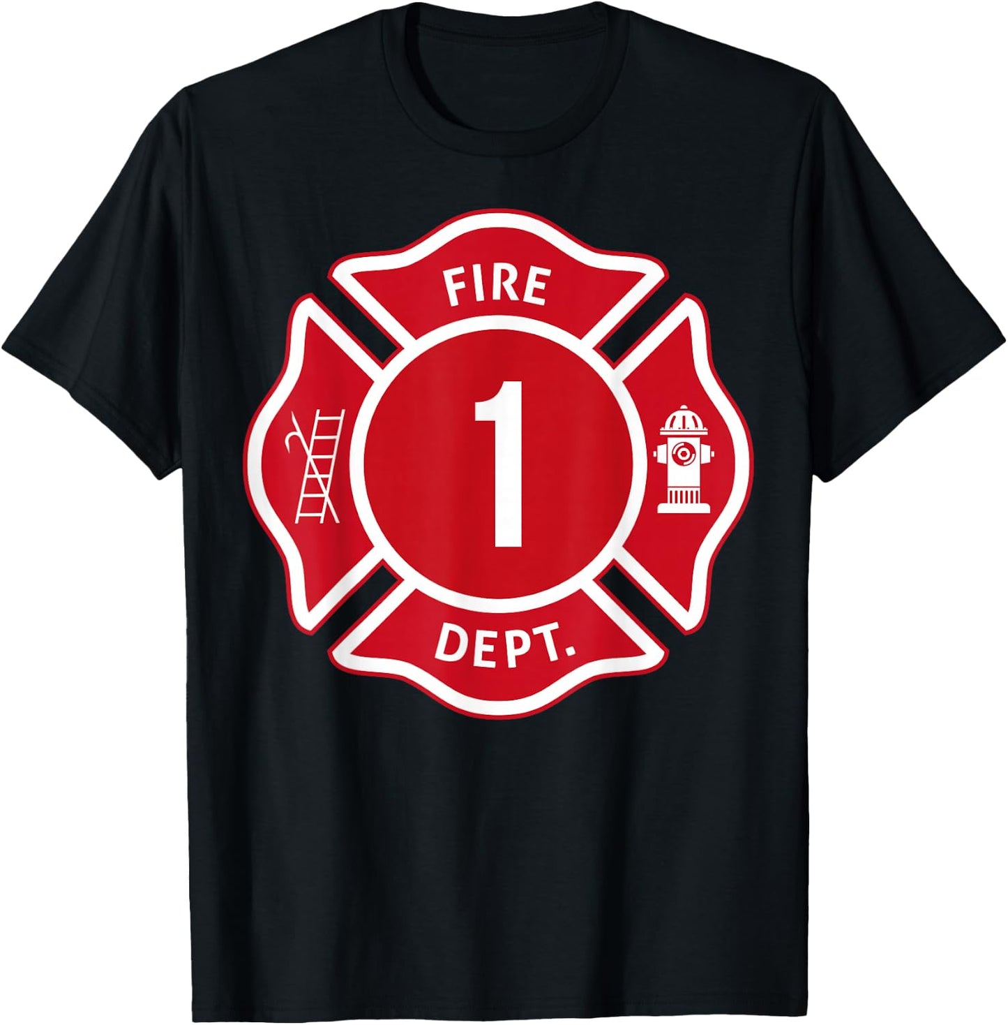 Kids Fire Truck 1st Birthday Boy Firefighter 1 Year Old T-Shirt - T-Shirt | Black
