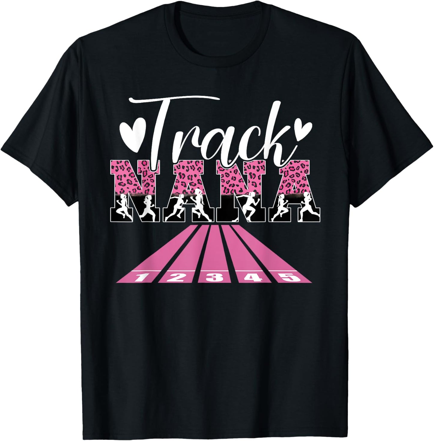 Track Nana Leopard Nana Of A Track And Field Athlete Nana T-Shirt - T-Shirt | Black