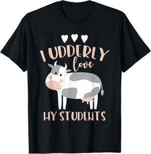 Cow Teacher Gift T-Shirt - T-Shirt | Black