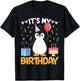 Its My Birthday Penguin BDay Party Anniversary Girl Boy Kids T-Shirt - T-Shirt | Black