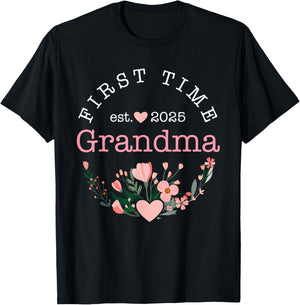 First time Grandma est. 2025 for New Grandmother T-Shirt - T-Shirt | Black