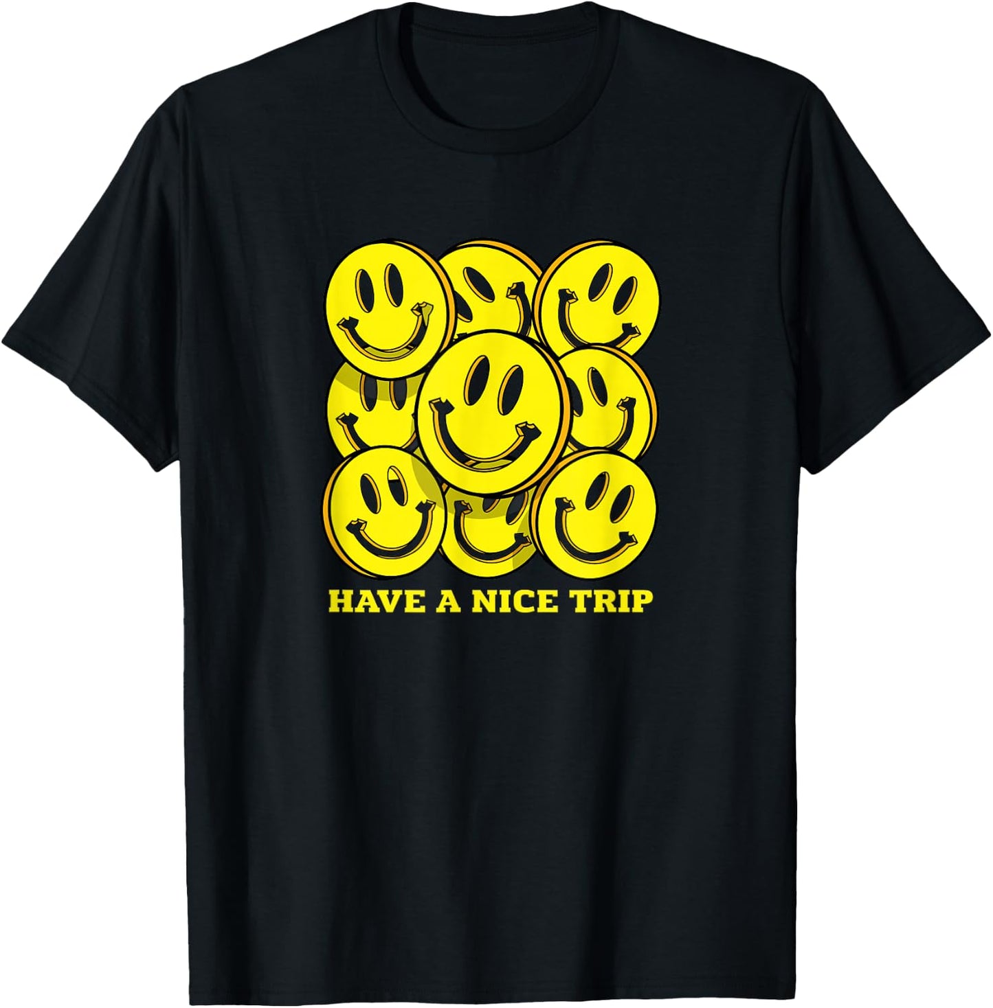Tech Party, EDM Event, Acid House Smile, Bon Voyage , Black, S T-Shirt - T-Shirt | Black