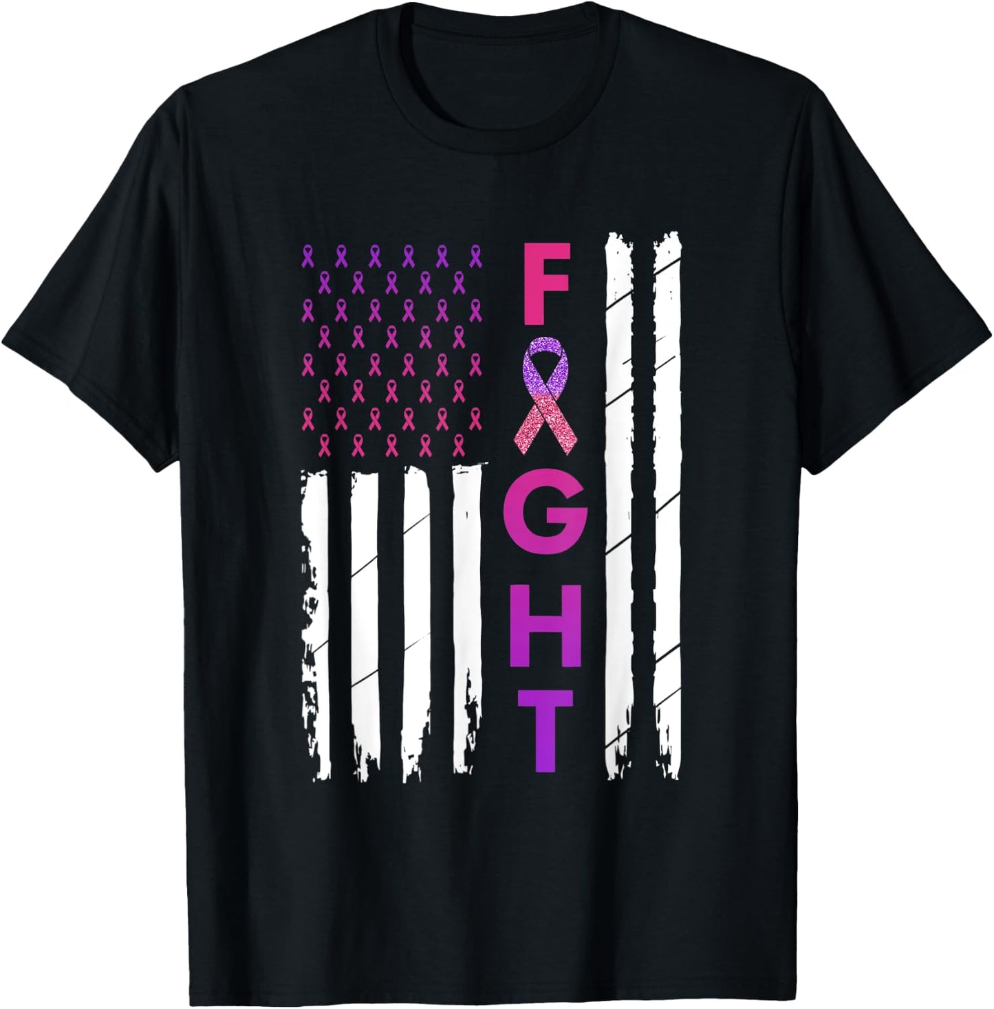 Breast Cancer & Domestic Violence Awareness Fight Survivor T-Shirt - T-Shirt | Black