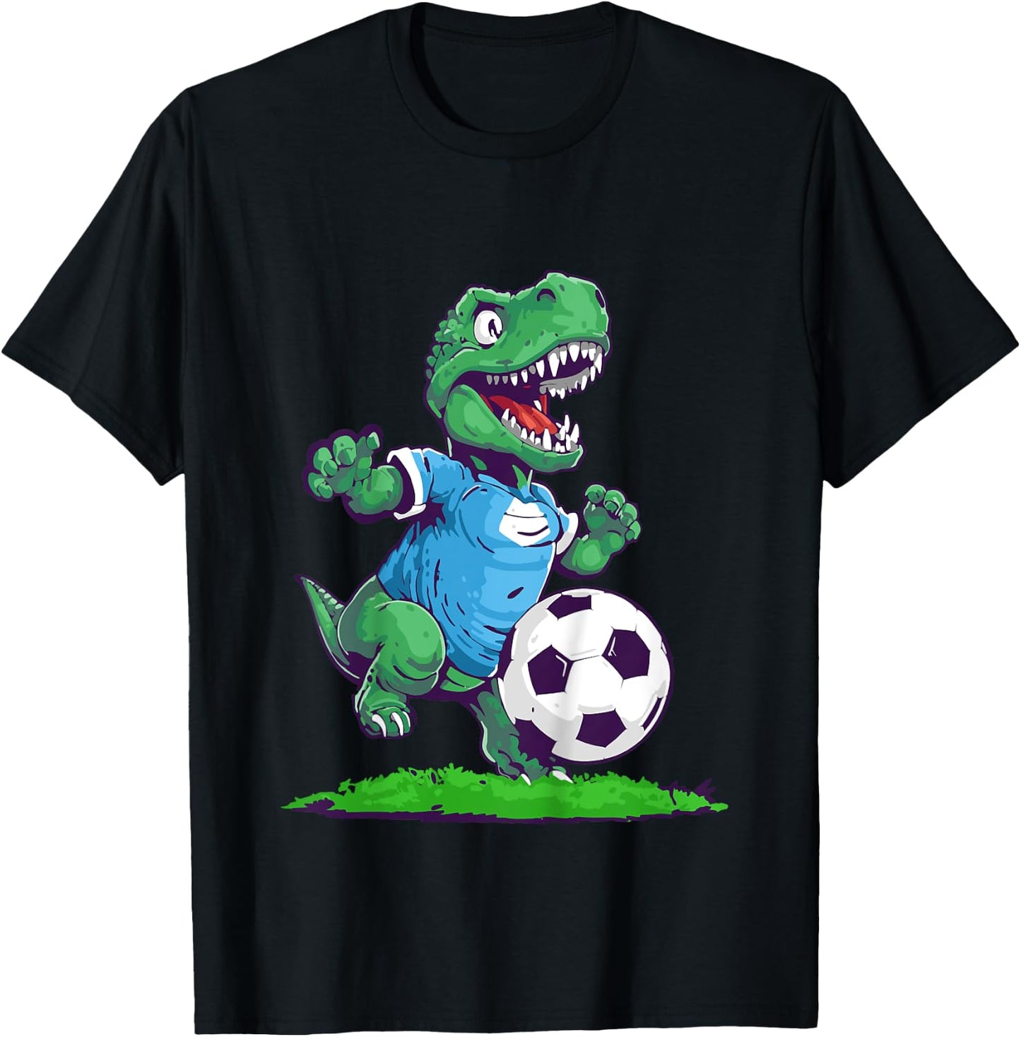 Dinosaurier-Fußball, lustiger Dino T-Shirt - T-Shirt | Black
