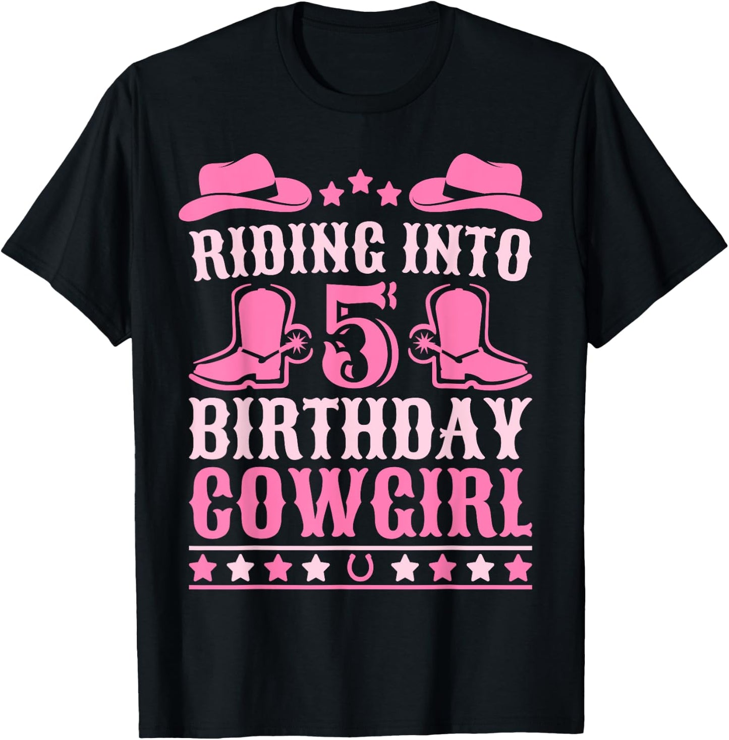 5yr Old Birthday Cowgirl Outfit 5 Year Old Girl 5th Birthday T-Shirt - T-Shirt | Black
