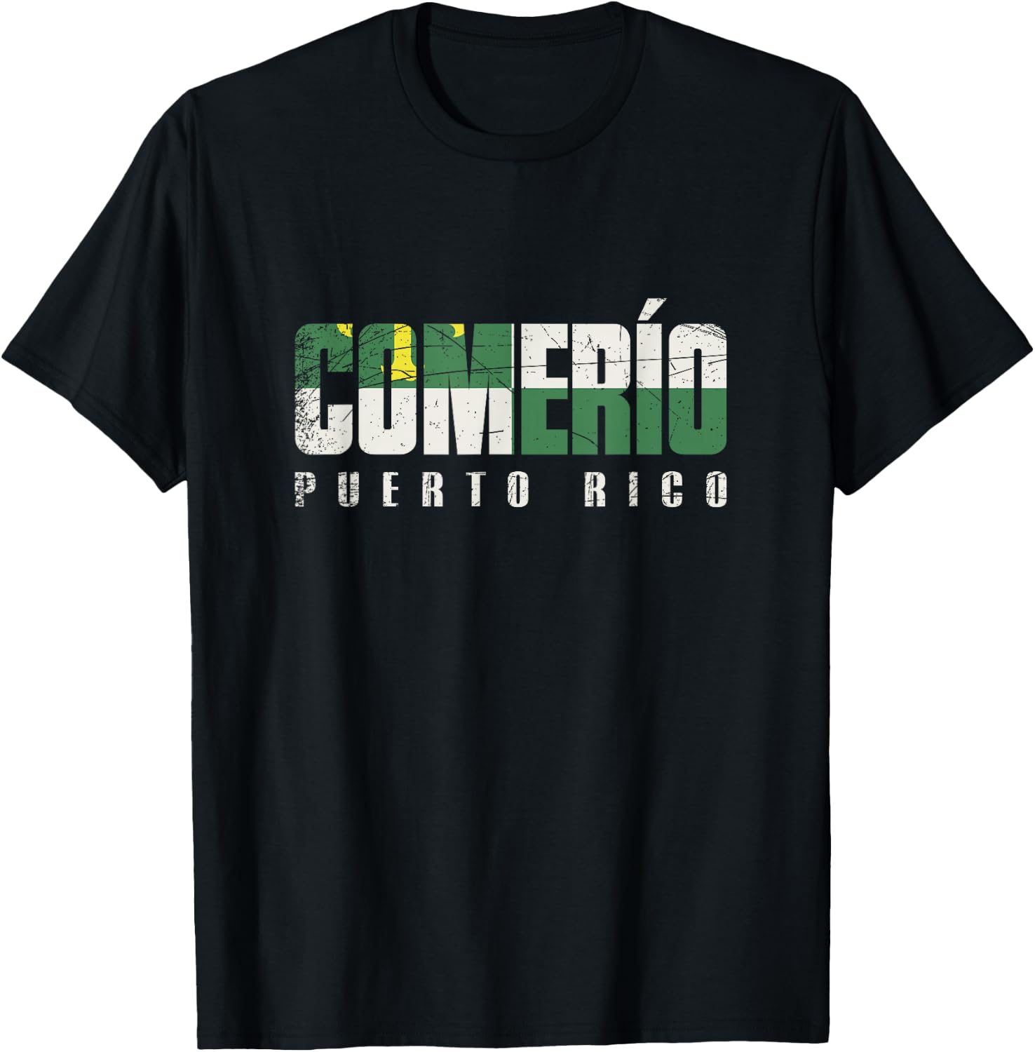 Comerío City in Puerto Rico, Comerío Flag T-Shirt - T-Shirt | Black