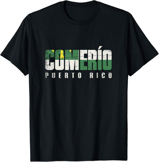 Comerío City in Puerto Rico, Comerío Flag T-Shirt - T-Shirt | Black