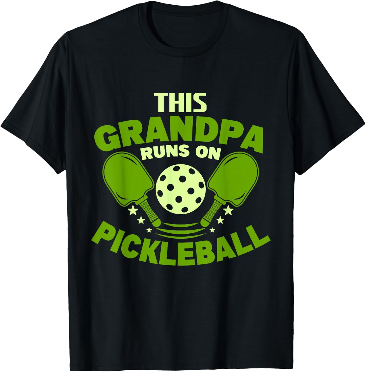 This Grandpa Runs On Pickleball Fathers Day T-Shirt - T-Shirt | Black