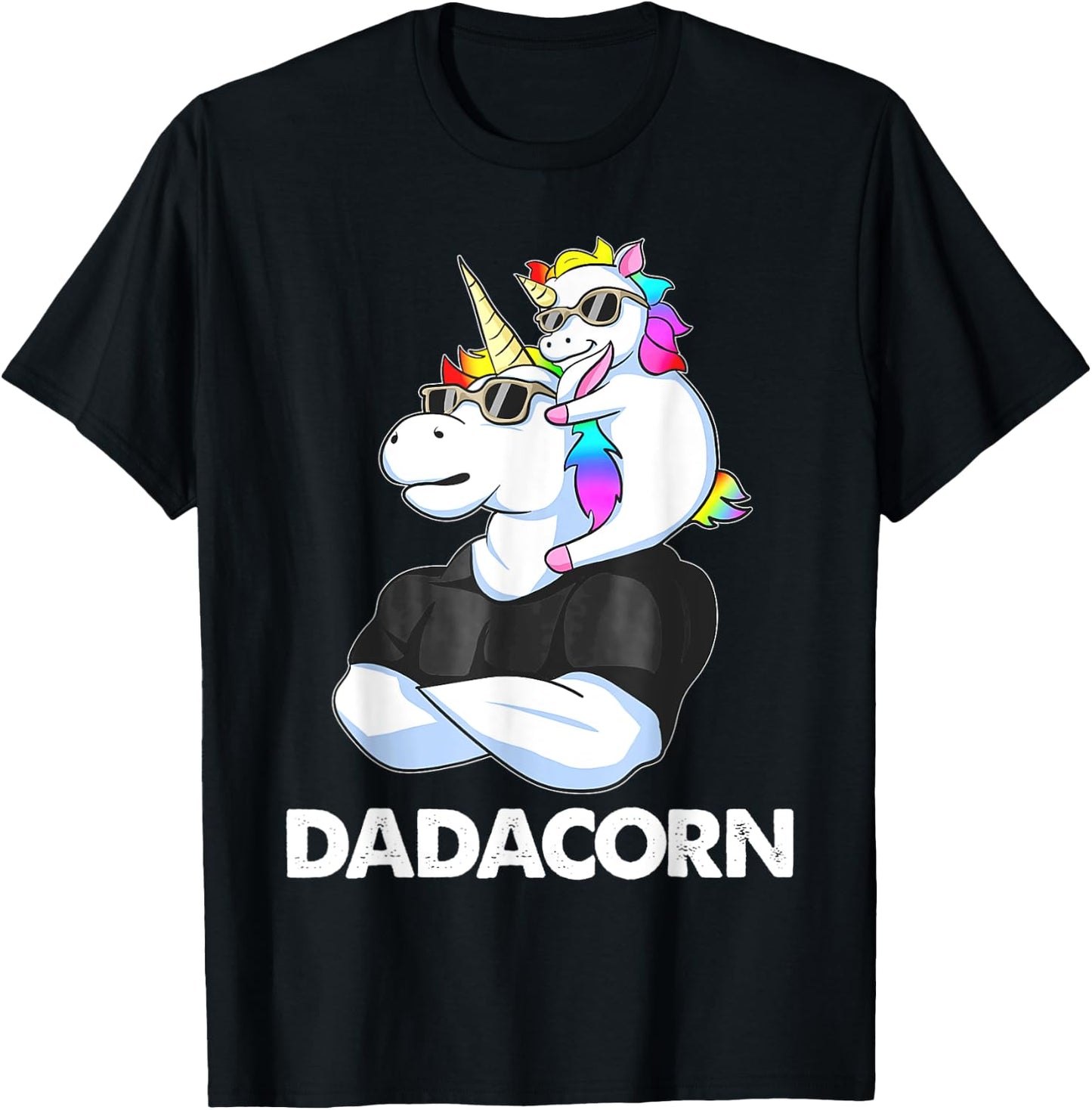 Dadacorn - Unicorn Dad and Baby Christmas PaPa Father's Day T-Shirt - T-Shirt | Black