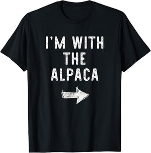 I’m With The Alpaca Funny Halloween Couple Costume T-Shirt - T-Shirt | Black
