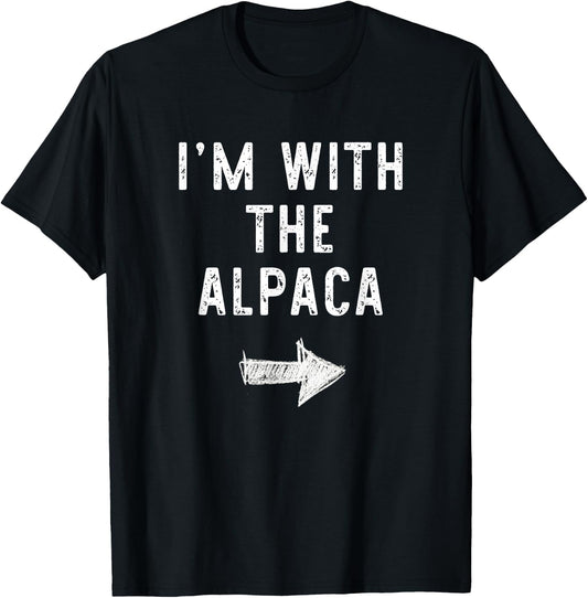 I’m With The Alpaca Funny Halloween Couple Costume T-Shirt - T-Shirt | Black