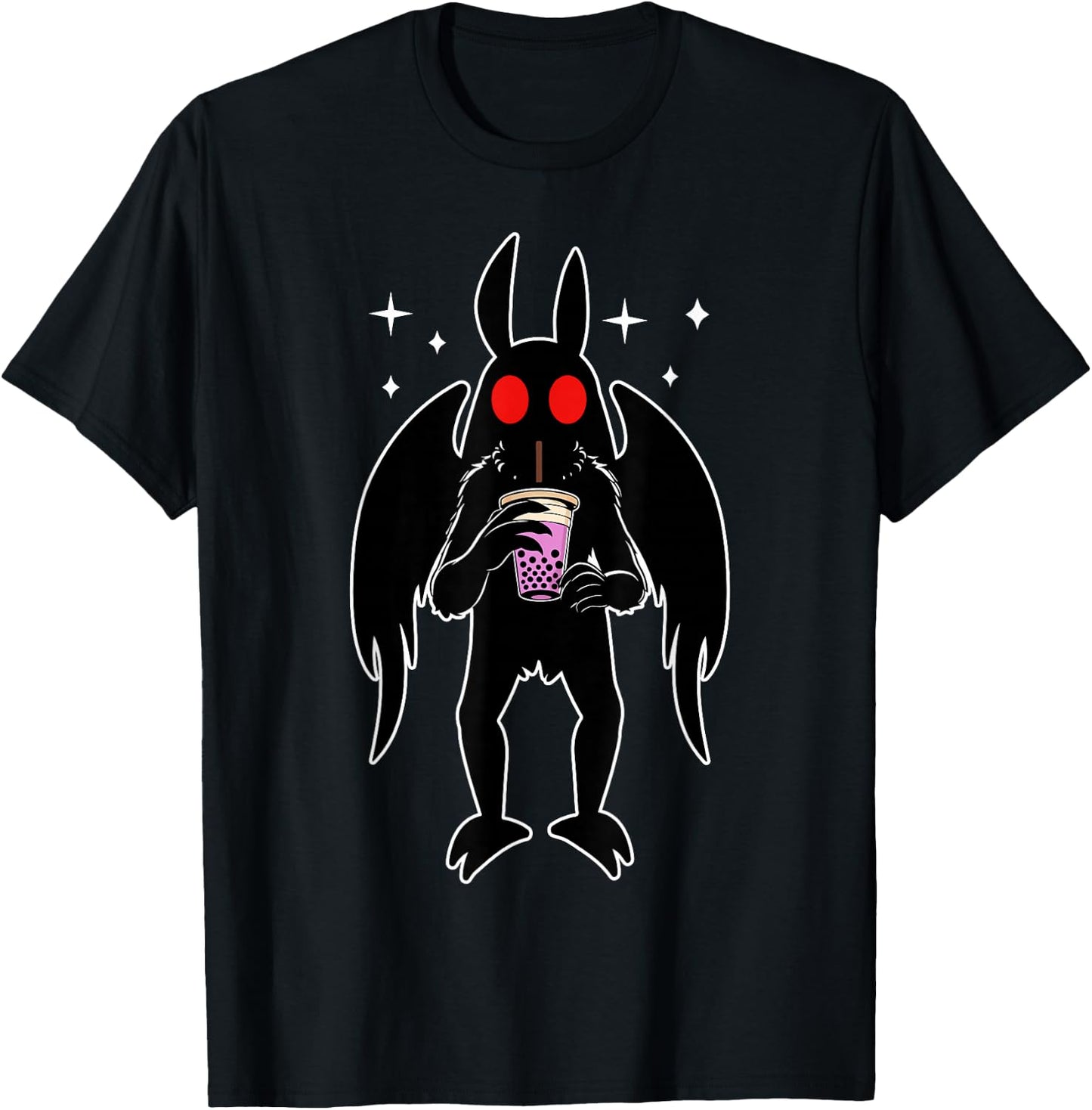 Funny Mothman Bubble Tea Kawaii Boba Tea T-Shirt - T-Shirt | Black