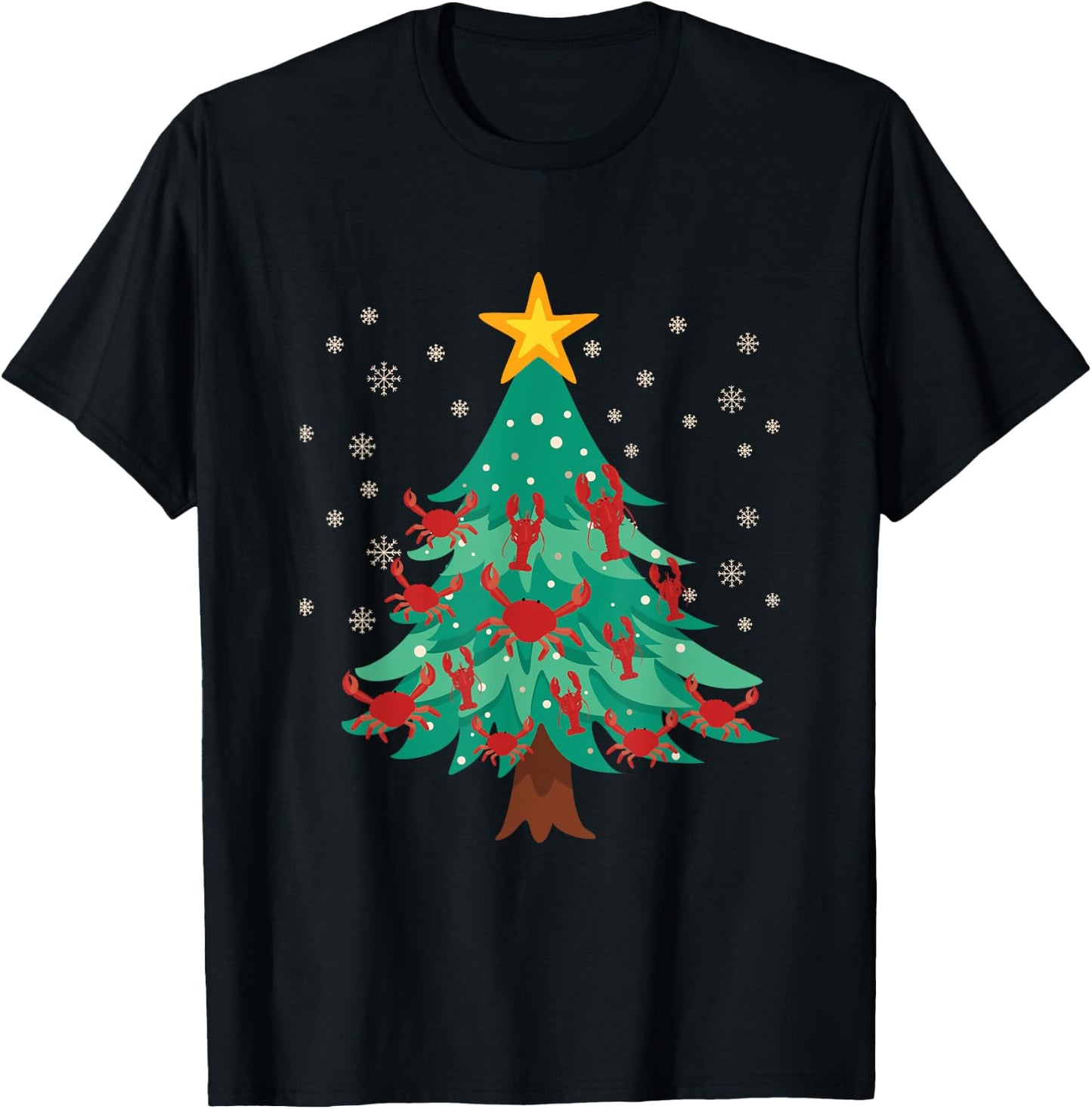 Cajun Louisiana Christmas Lobster Crawfish Merry Crabmas T-Shirt - T-Shirt | Black