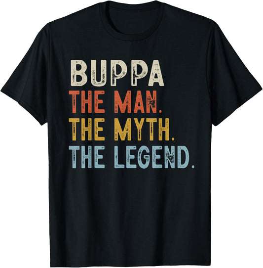 BUPPA The Grandpa The Myth The Legend Fathers Day Vintage T-Shirt - T-Shirt | Black