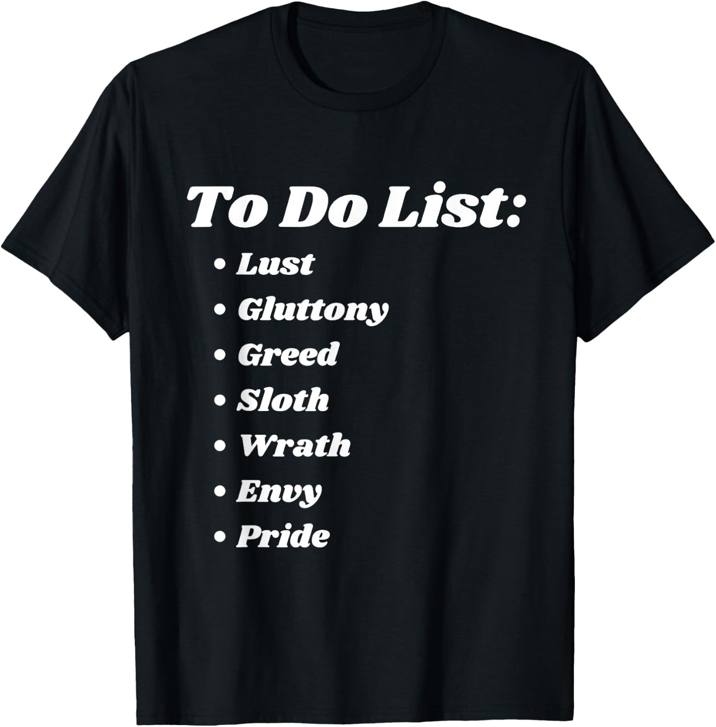 To Do List Seven Deadly Sins T-Shirt - T-Shirt | Black