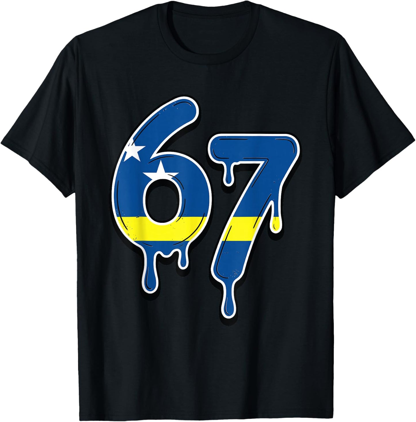 67 Curaçao Six Seven Curacaoan Flag T-Shirt - T-Shirt | Black