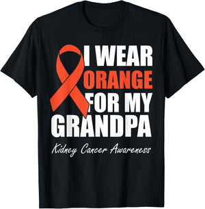 I Wear Orange For My Grandpa Kidney Cancer Awareness T-Shirt - T-Shirt | Black