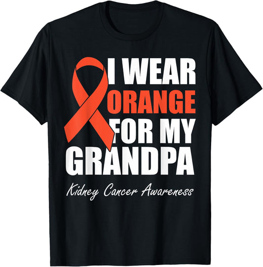 I Wear Orange For My Grandpa Kidney Cancer Awareness T-Shirt - T-Shirt | Black