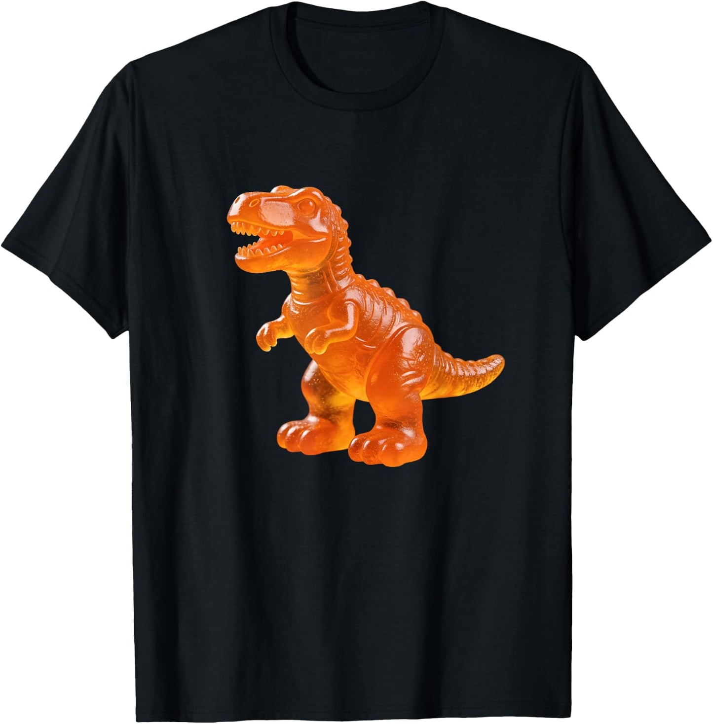 Gummy Dinosaur - Orange Sweet Candy T-Shirt - T-Shirt | Black