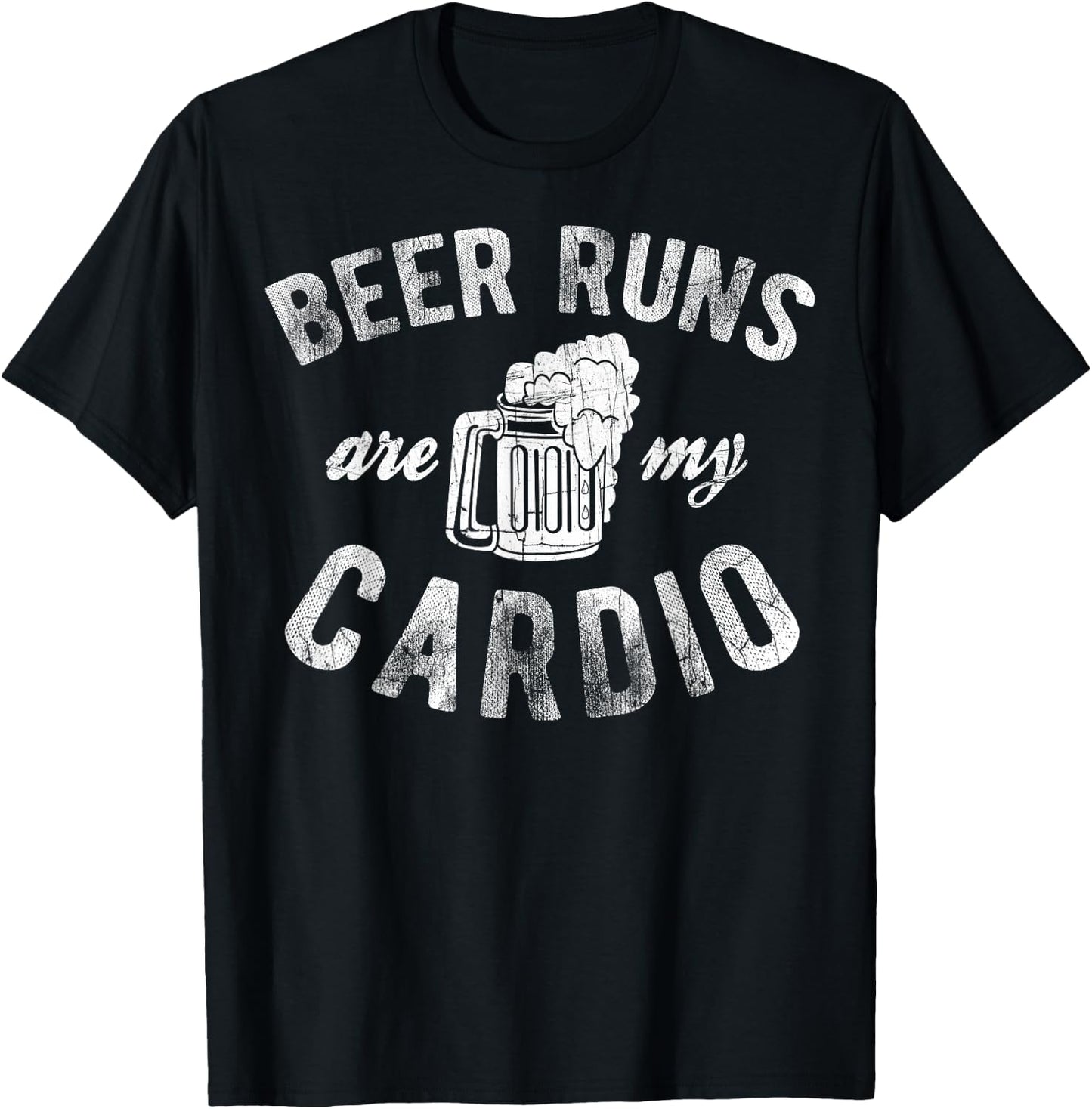 Beer Runs Are My Cardio Mug With Foam Graphic T-Shirt - T-Shirt | Black