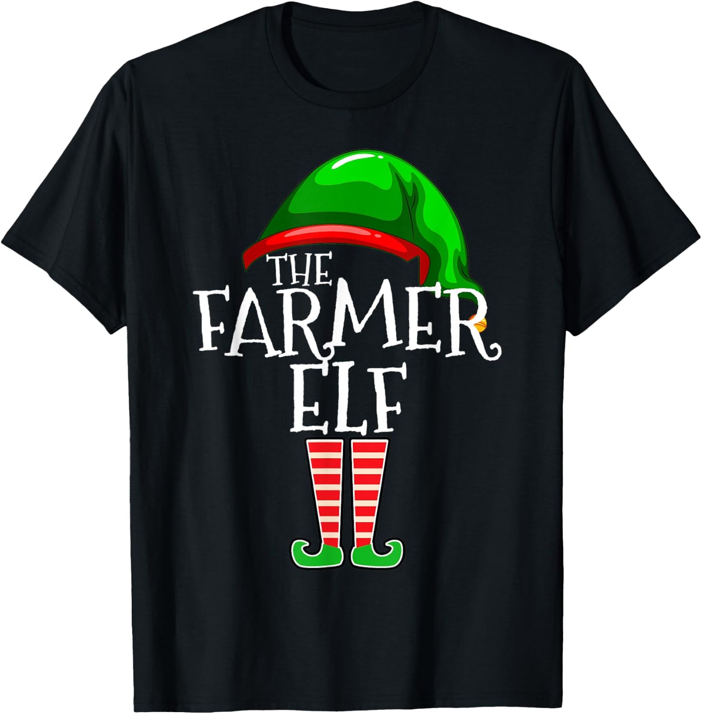 Farmer Elf Group Matching Family Christmas Gift Farm Farming T-Shirt - T-Shirt | Black