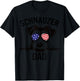 Schnauzer Dad Father Day Dog Wearing USA Flag Sunglasses T-Shirt - T-Shirt | Black