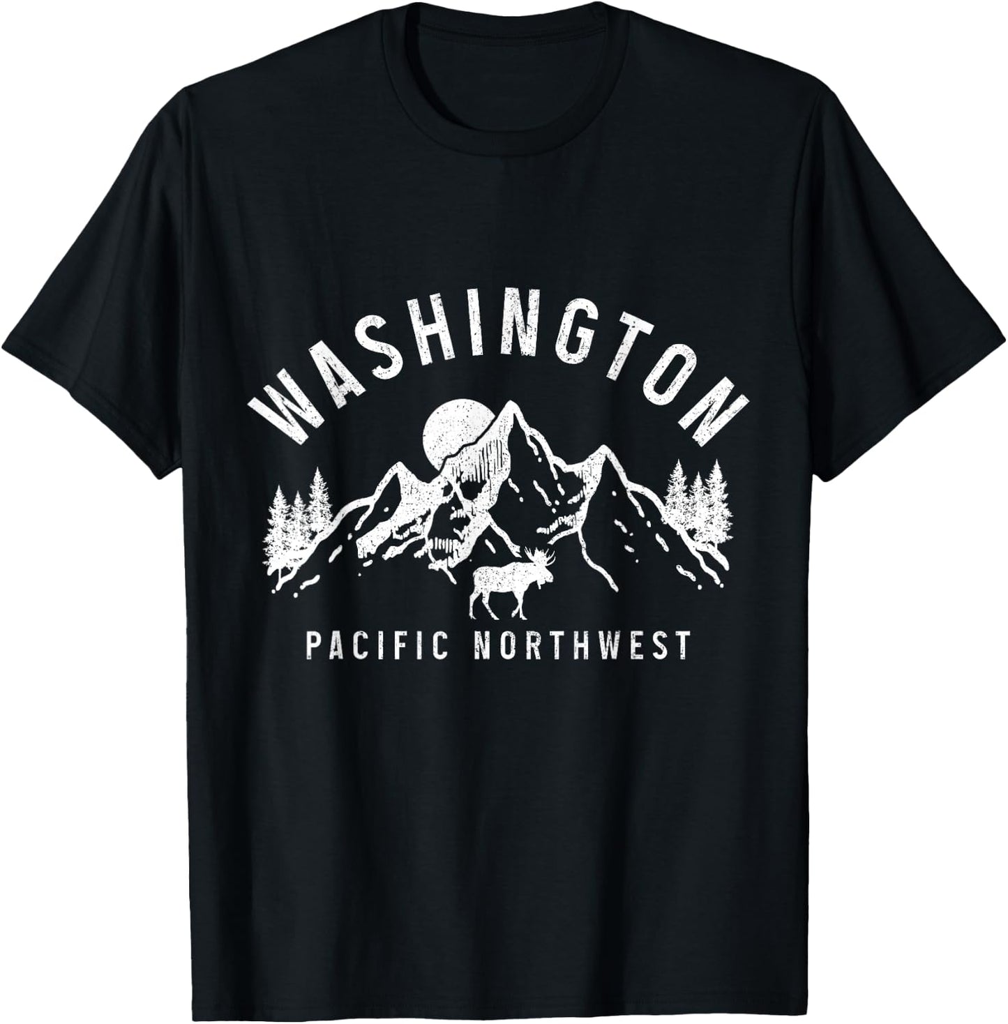 Washington PNW Moose Pacific Northwest Souvenir Pride T-Shirt - T-Shirt | Black