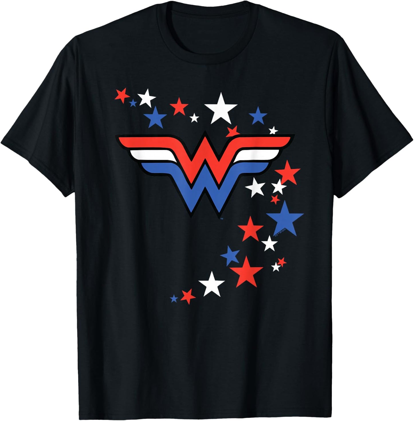Wonder Woman Swirling Stars 4th of July T-Shirt - T-Shirt | Black