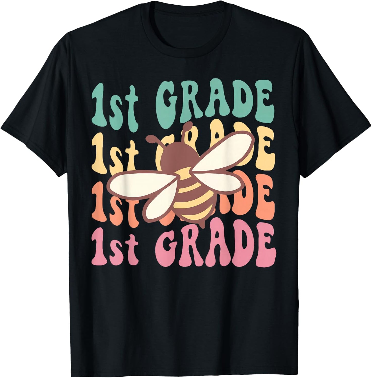 1th Grade Teacher Cute Bee Back To School Elementary Teacher T-Shirt - T-Shirt | Black