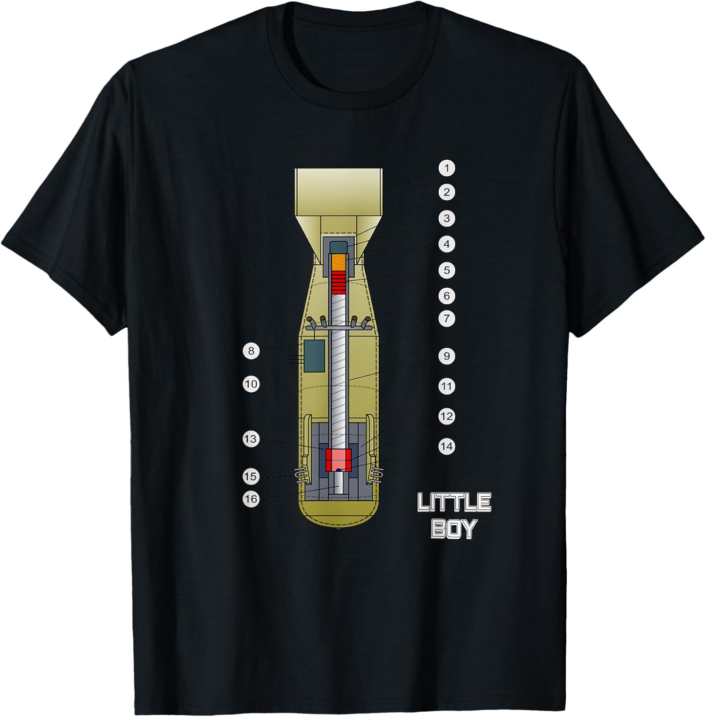 Little Boy - Nuke Bomb Diagram - Nuclear Warhead Missile T-Shirt - T-Shirt | Black
