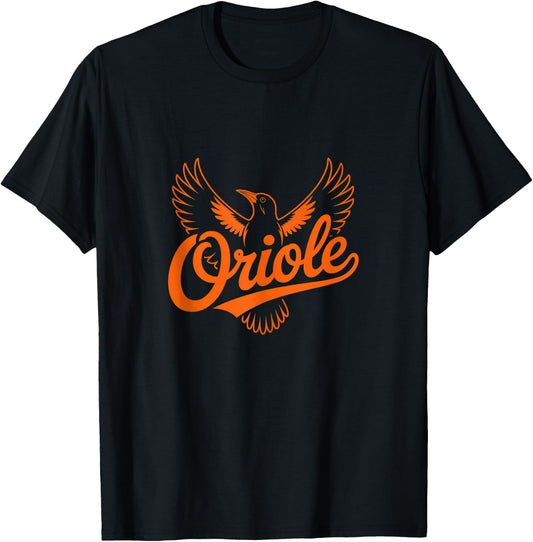 Oriole Retro Vintage Gift Women Boy Girl Bird T-Shirt - T-Shirt | Black