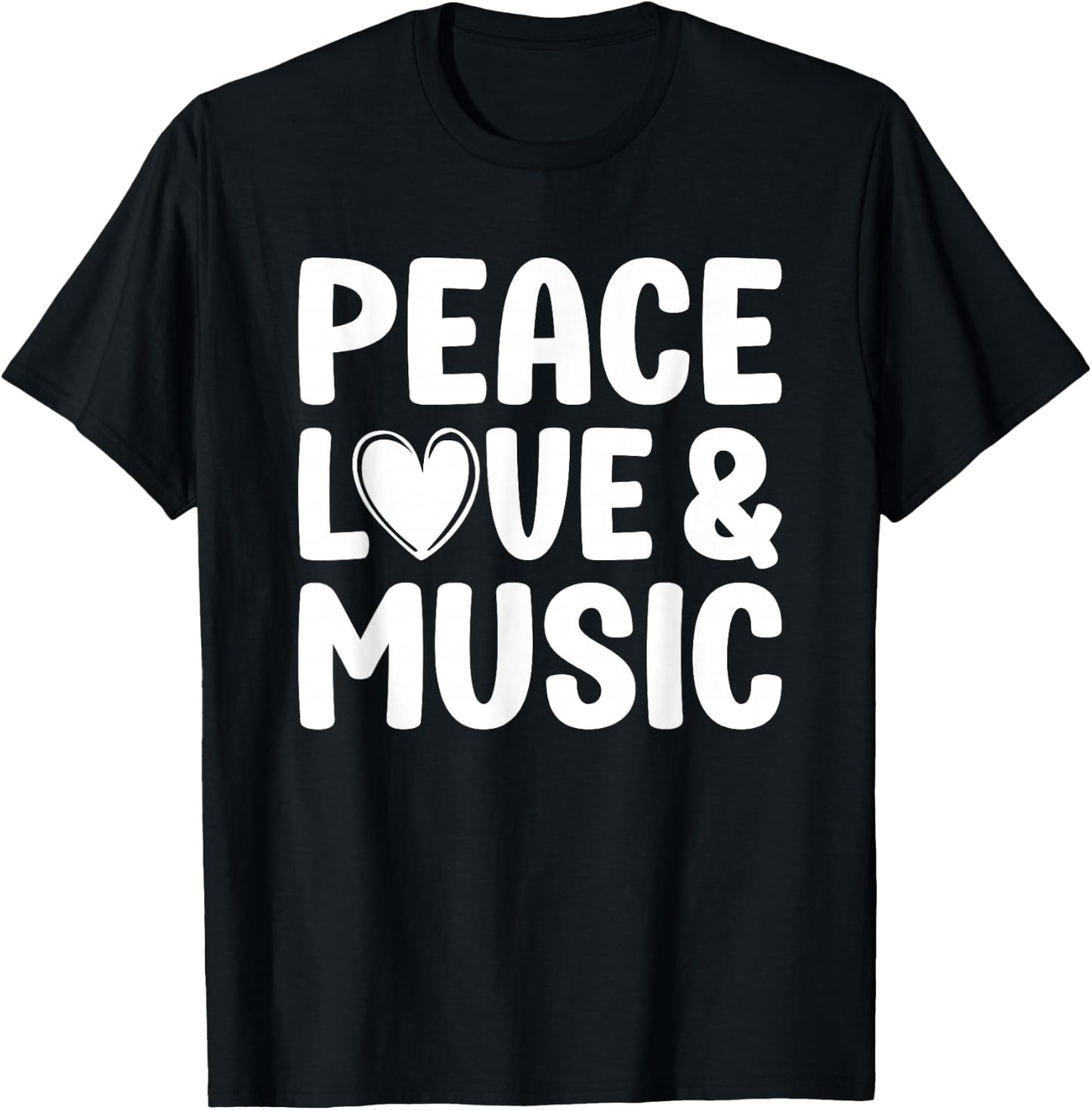 Peace Love and Music for Music Teachers and Music Fans, -Adults, Black, Small T-Shirt - T-Shirt | Black