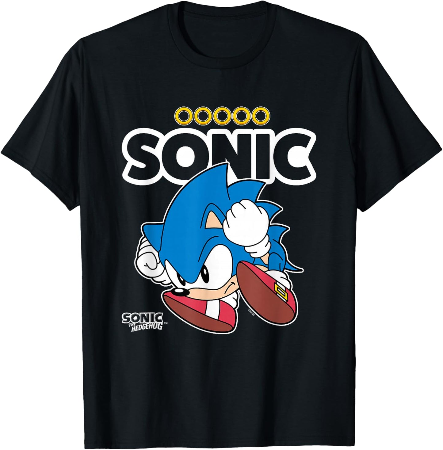 Sonic The Hedgehog Sonic Crawled Up In A Ball Retro Shot T-Shirt - T-Shirt | Black