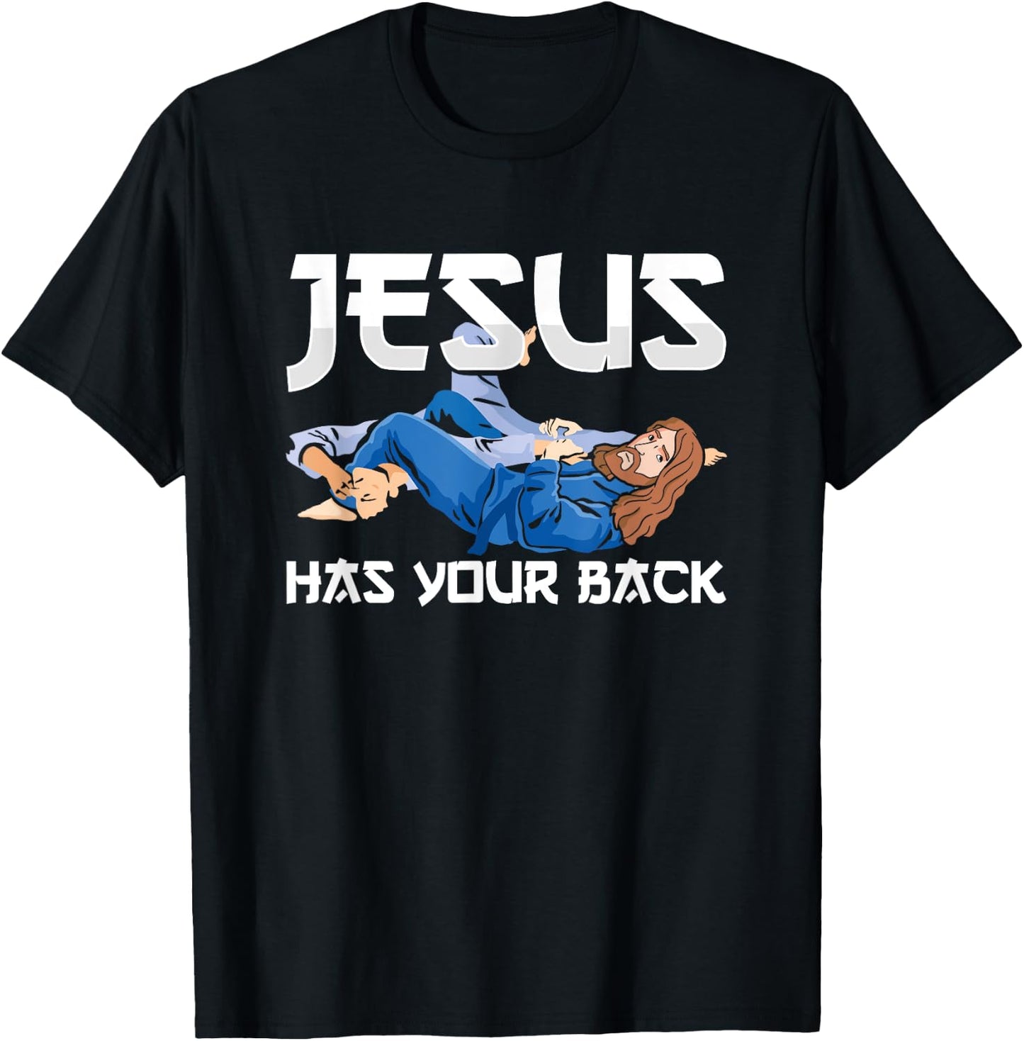 Jesus Has Your Back BJJ Jiujitsu Brazilian Jiu Jitsu T-Shirt - T-Shirt | Black