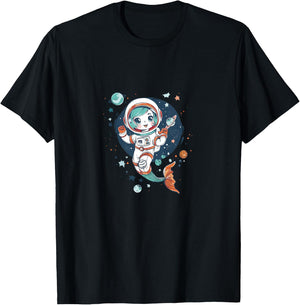 Cute Astronaut Mermaid in Space Funny Planetary Kids T-Shirt - T-Shirt | Black