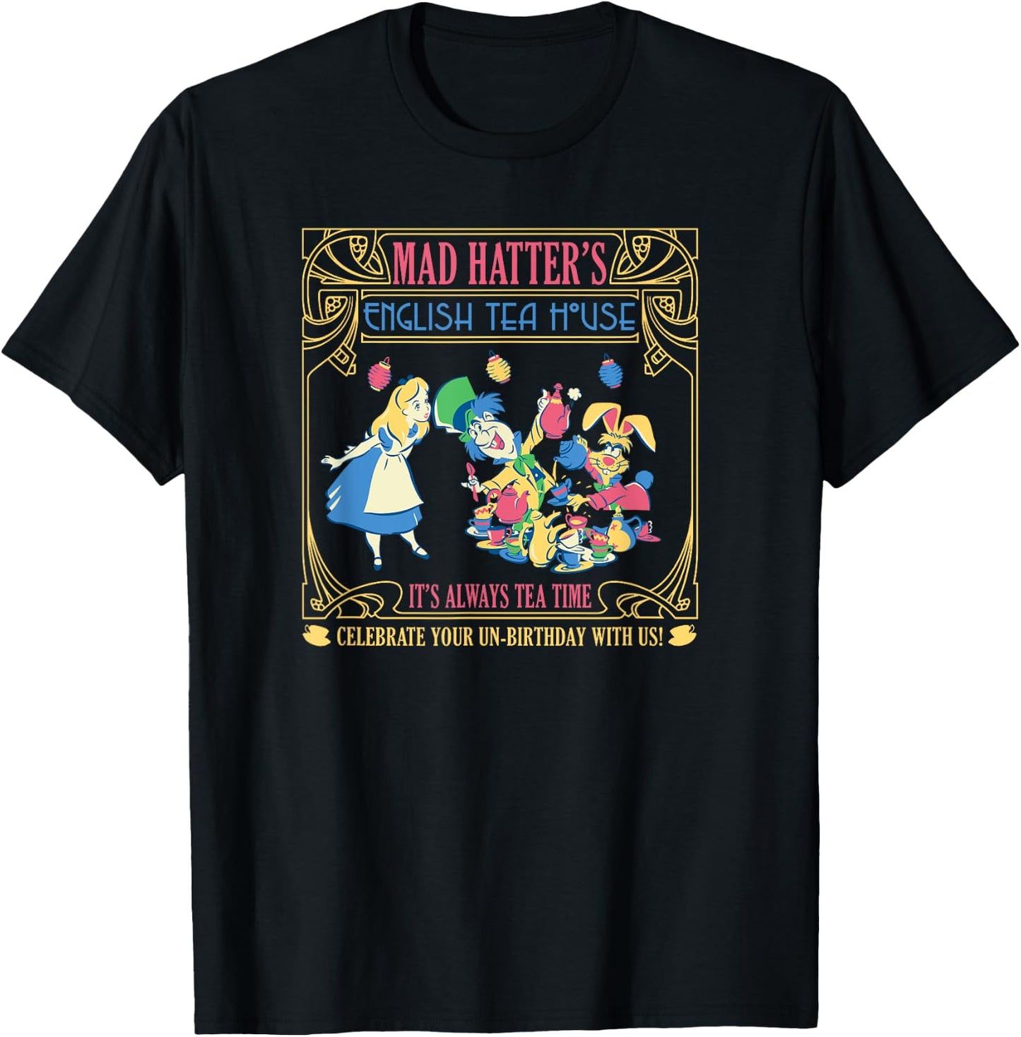 Disney Alice in Wonderland Mad Hatter's English Tea House T-Shirt - T-Shirt | Black