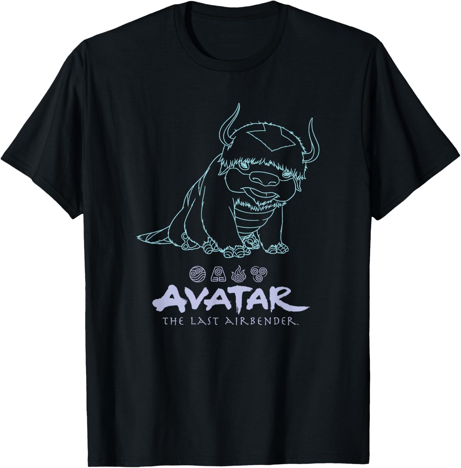 Avatar: The Last Airbender Appa Outline Portrait T-Shirt - T-Shirt | Black