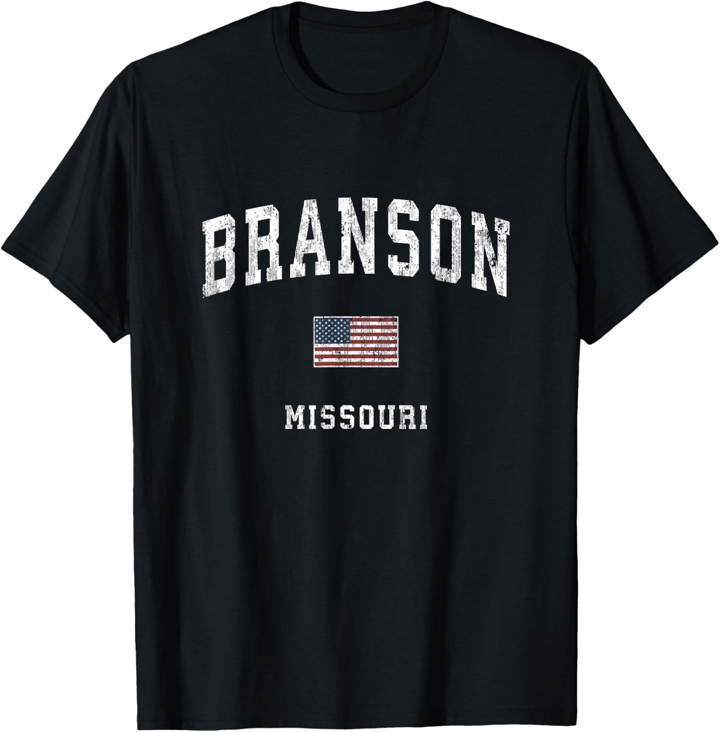 Branson Missouri MO Vintage American Flag Sports Design Kids Men T-Shirt - T-Shirt | Black