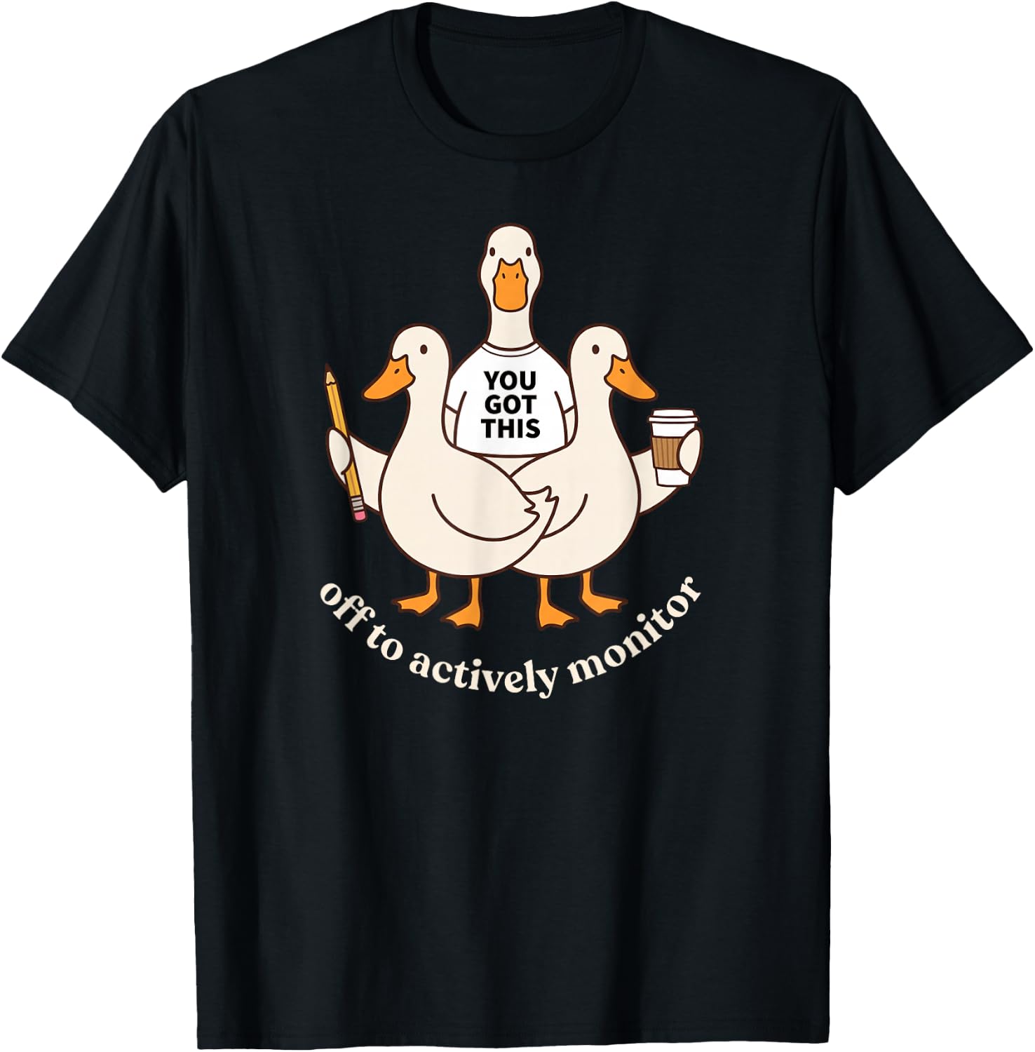 Off to Actively Monitor Goose Testing Day Funny Teacher T-Shirt - T-Shirt | Black