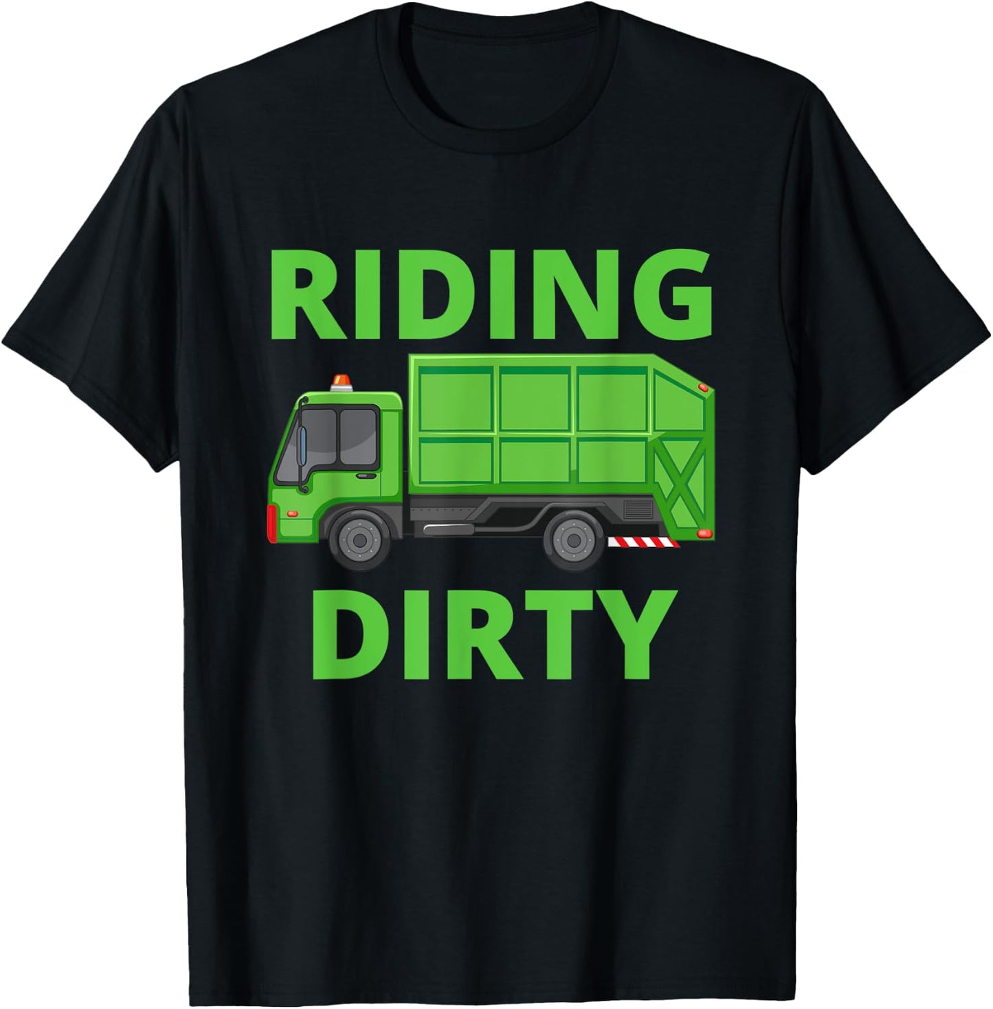 Recycling Trash Garbage Truck Kids Men Riding Dirty T-Shirt - T-Shirt | Black