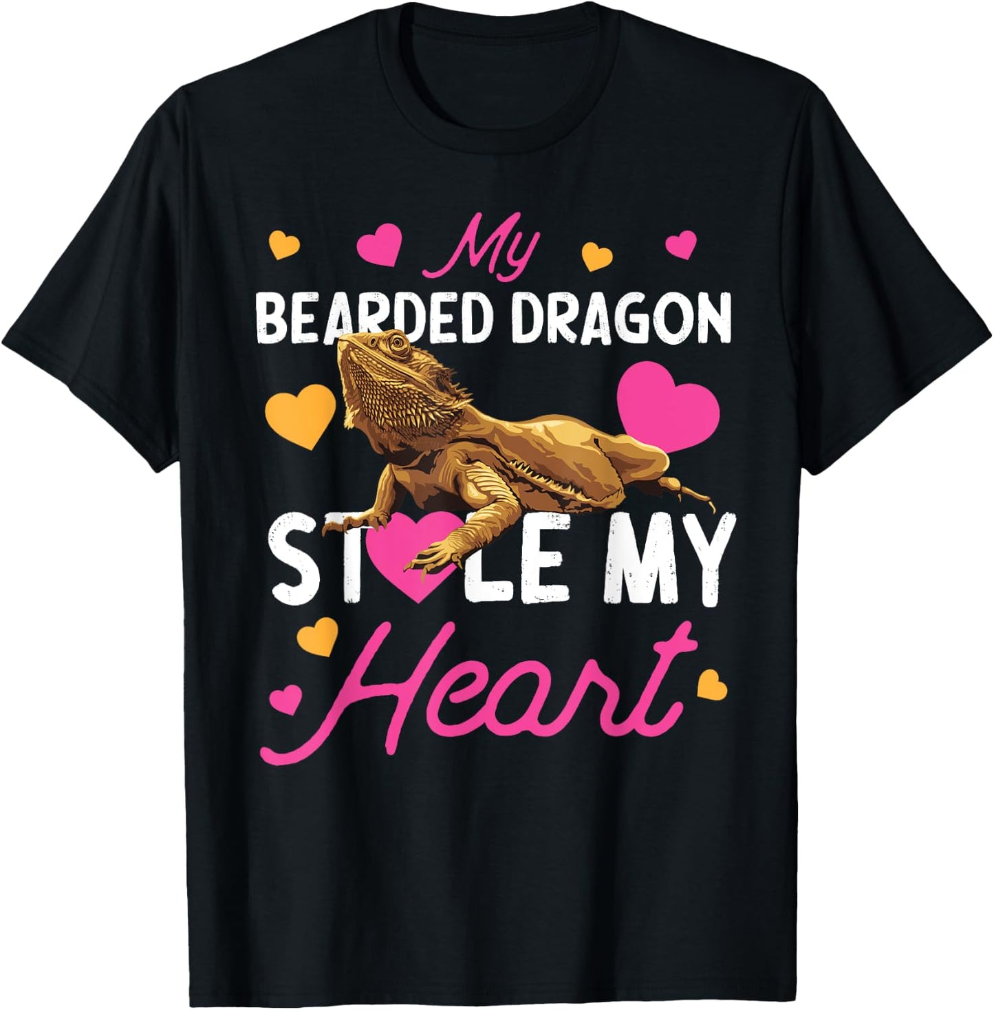 My Bearded Dragon Stole My Heart Valentines Day T-Shirt - T-Shirt | Black