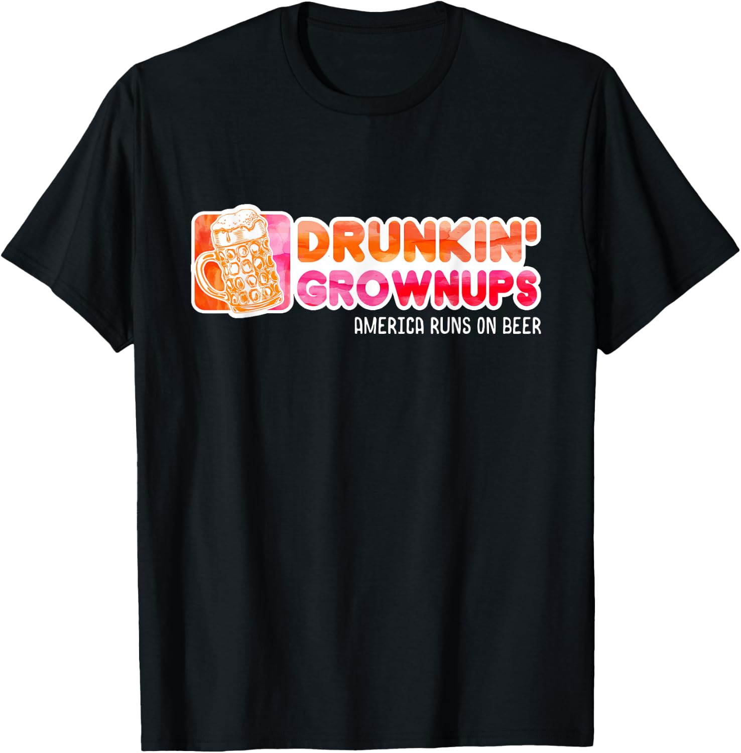 Drunken Grownups American Dad Run On Beer Funny T-Shirt - T-Shirt | Black