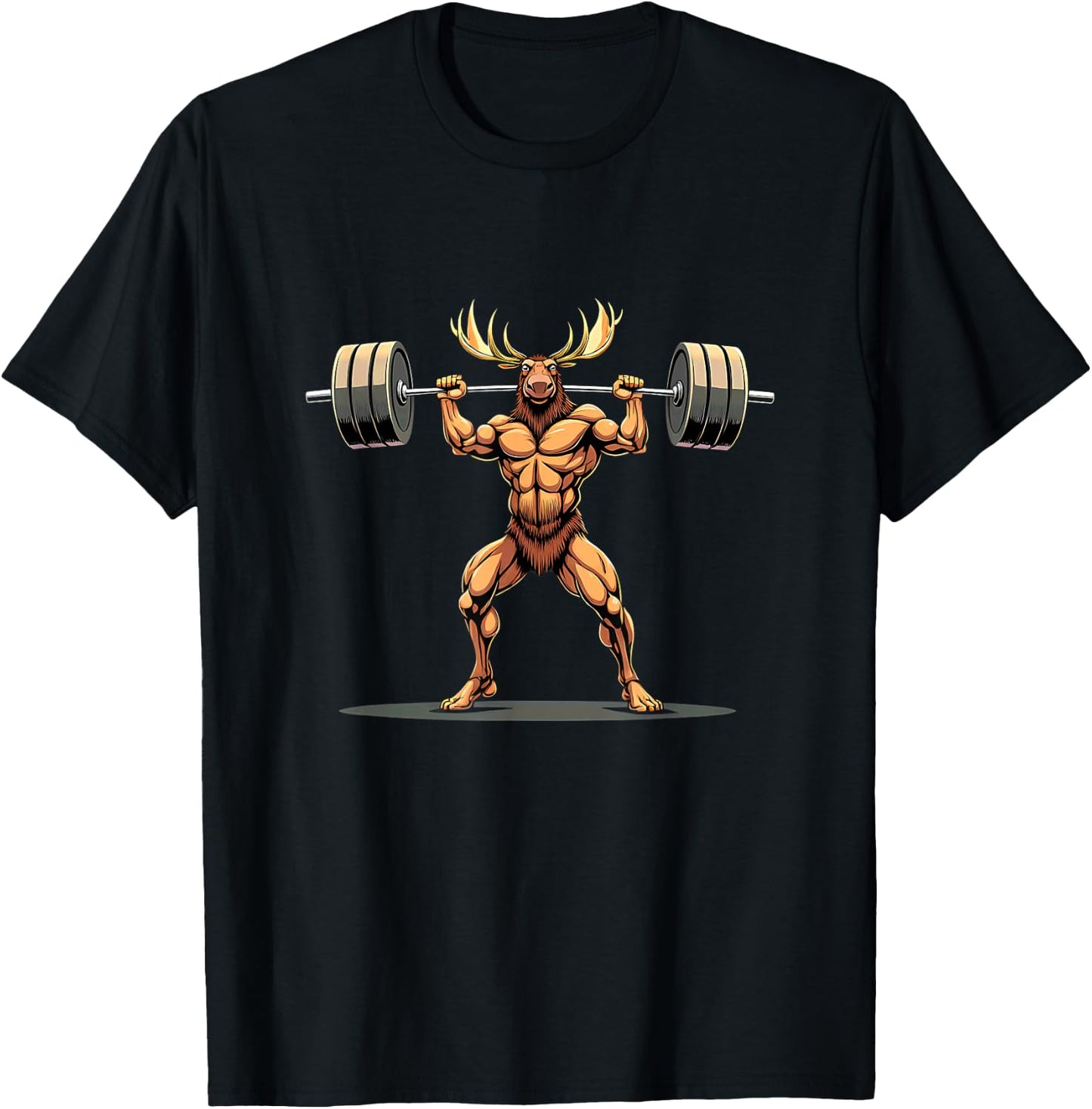 Workout Gym Moose Deadlift Weightlifting T-Shirt - T-Shirt | Black