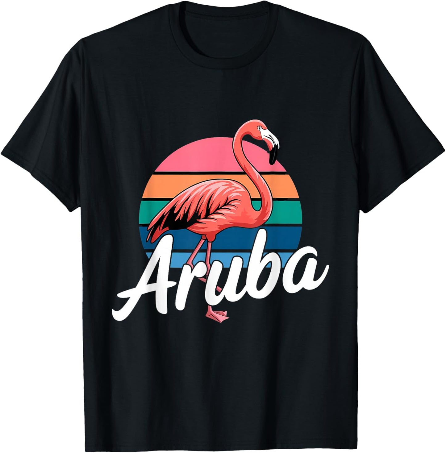 Aruba Flamingo Souvenir T-Shirt - T-Shirt | Black